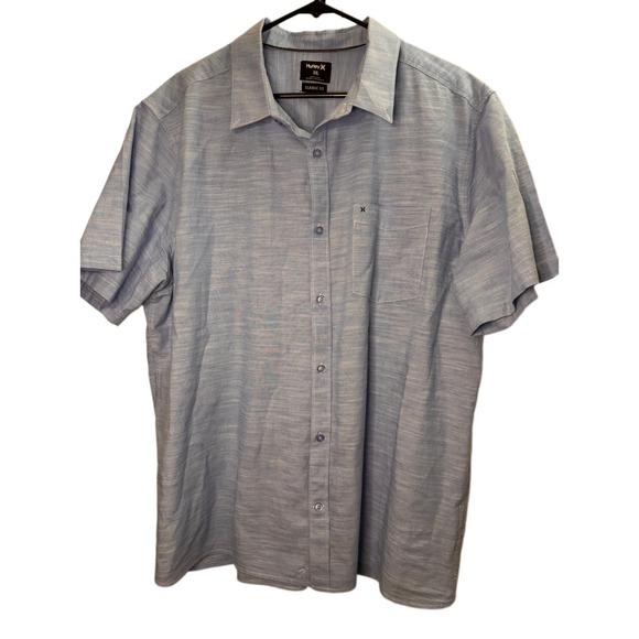 Hurley Mens XXL Blue Classic Fit Short Sleeve Button Down Shirt - Picture 1 of 6